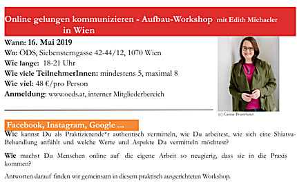 Online gelungen kommunizieren - Aufbauworkshop mit Edith Michaeler am 16.5.2019 in Wien